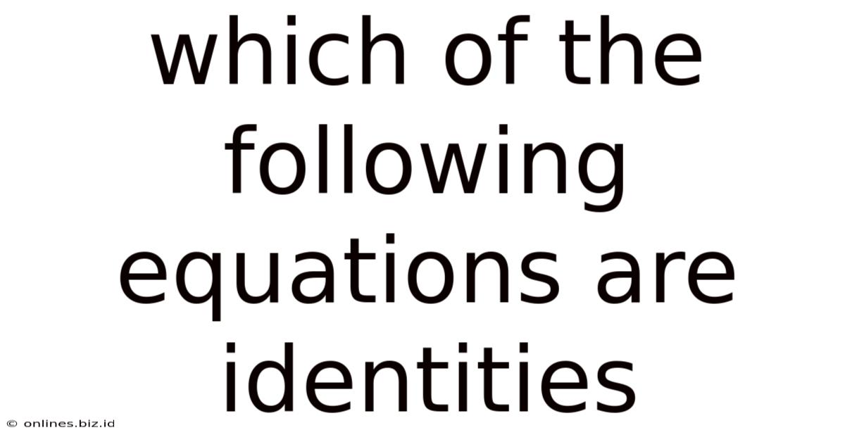Which Of The Following Equations Are Identities