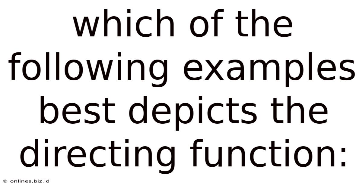 Which Of The Following Examples Best Depicts The Directing Function: