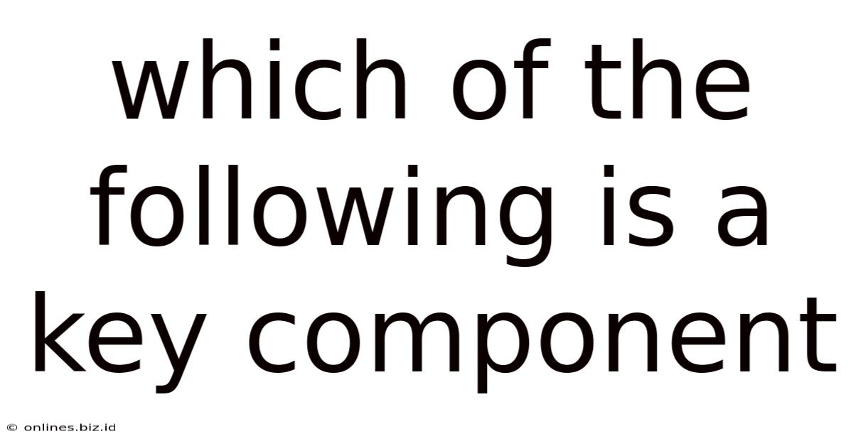 Which Of The Following Is A Key Component