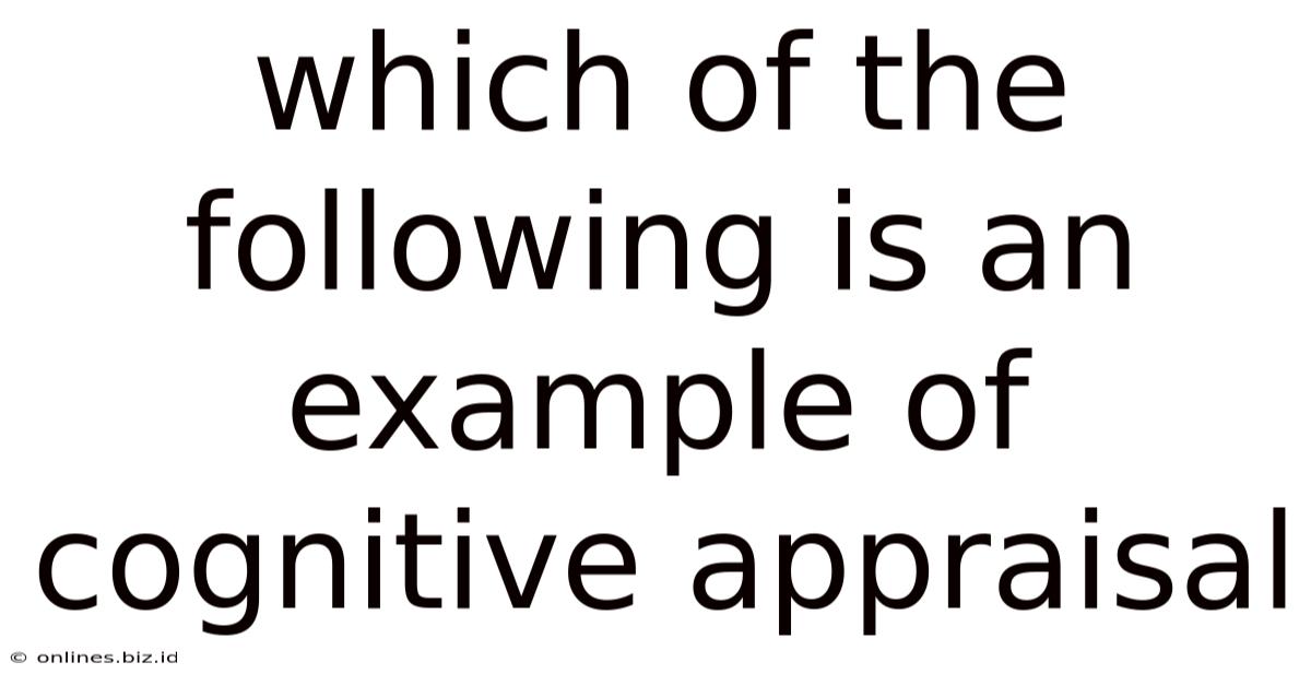 Which Of The Following Is An Example Of Cognitive Appraisal