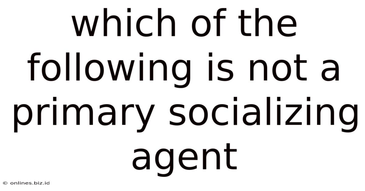 Which Of The Following Is Not A Primary Socializing Agent