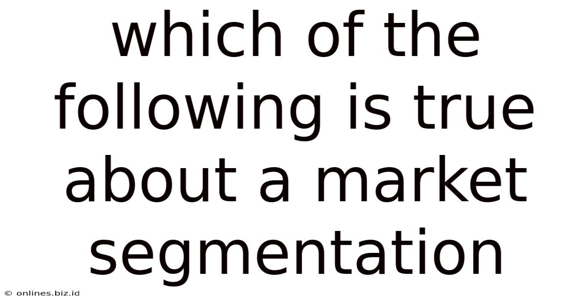 Which Of The Following Is True About A Market Segmentation