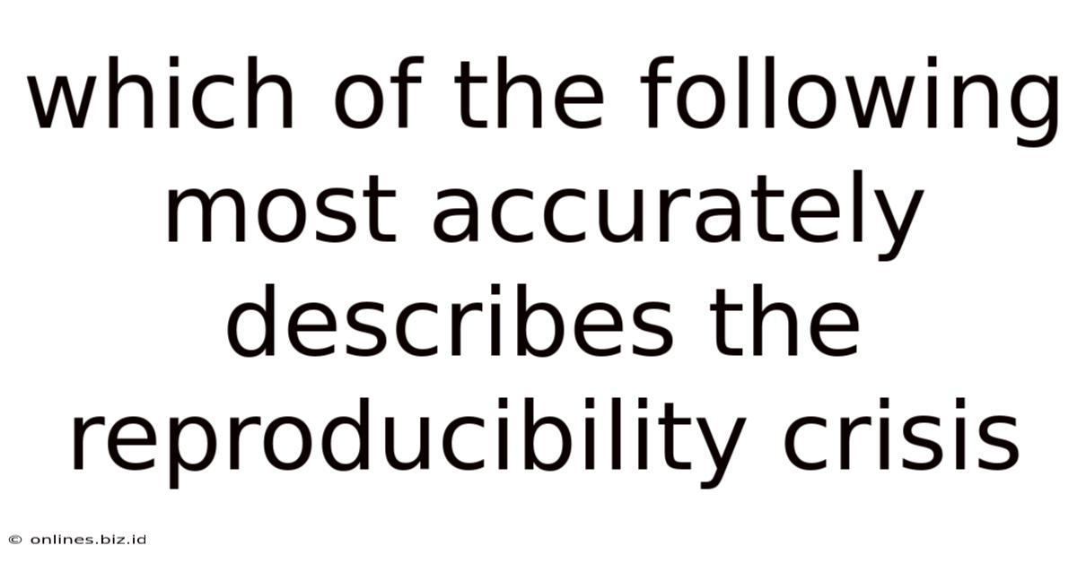 Which Of The Following Most Accurately Describes The Reproducibility Crisis