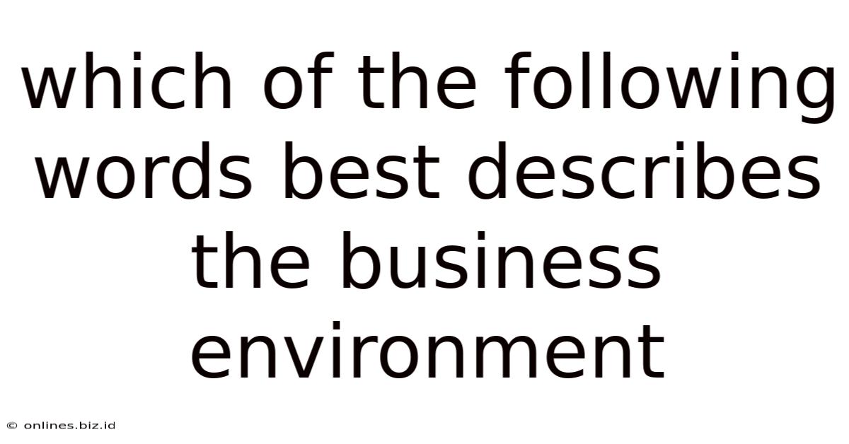 Which Of The Following Words Best Describes The Business Environment