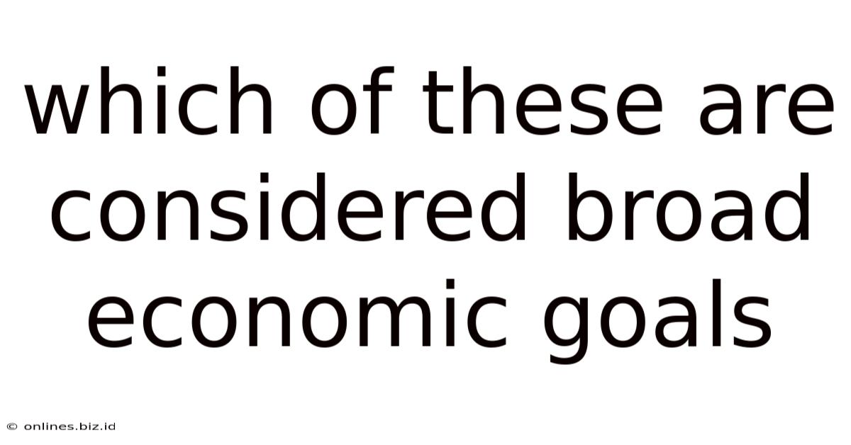 Which Of These Are Considered Broad Economic Goals