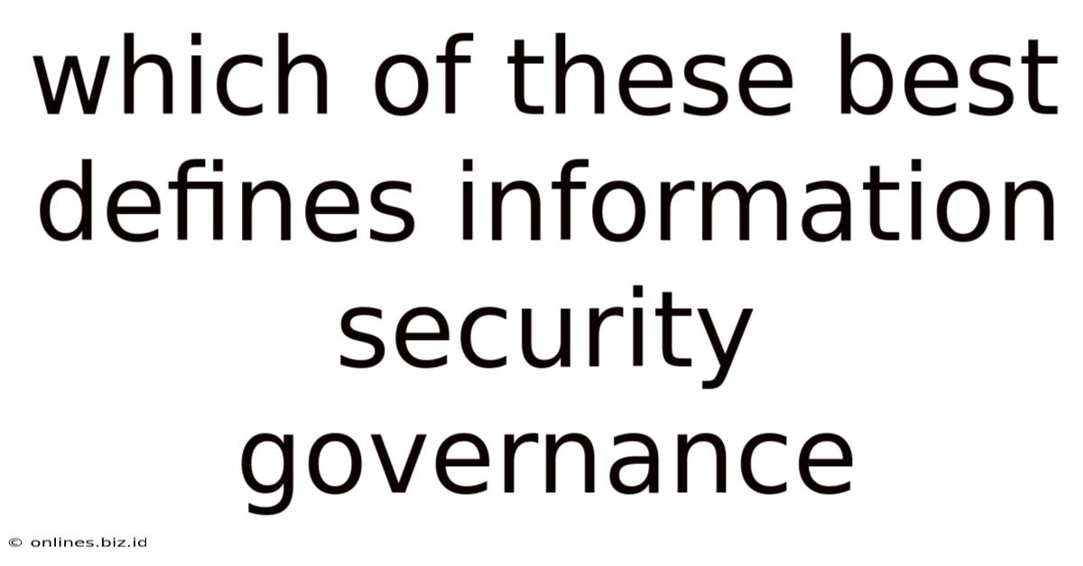 Which Of These Best Defines Information Security Governance