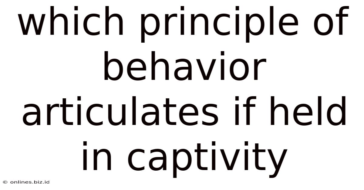Which Principle Of Behavior Articulates If Held In Captivity