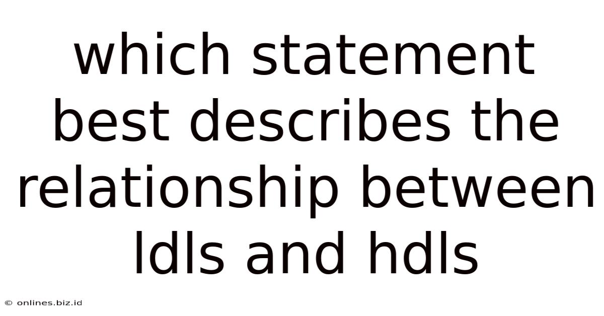 Which Statement Best Describes The Relationship Between Ldls And Hdls