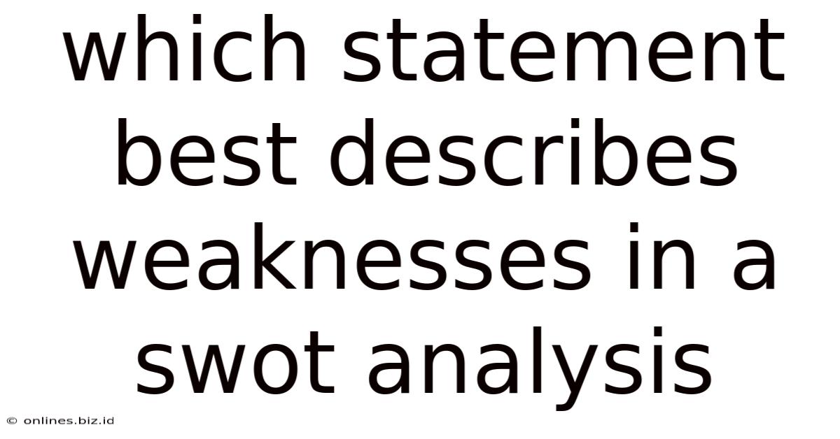 Which Statement Best Describes Weaknesses In A Swot Analysis
