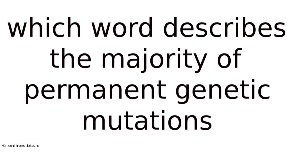 Which Word Describes The Majority Of Permanent Genetic Mutations
