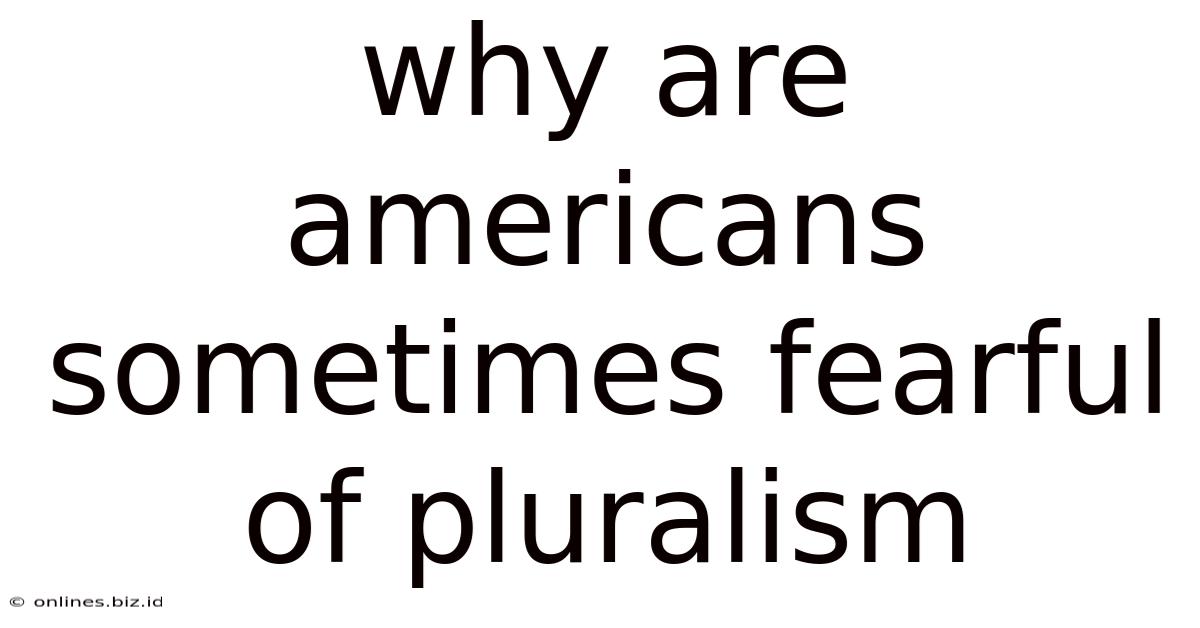 Why Are Americans Sometimes Fearful Of Pluralism
