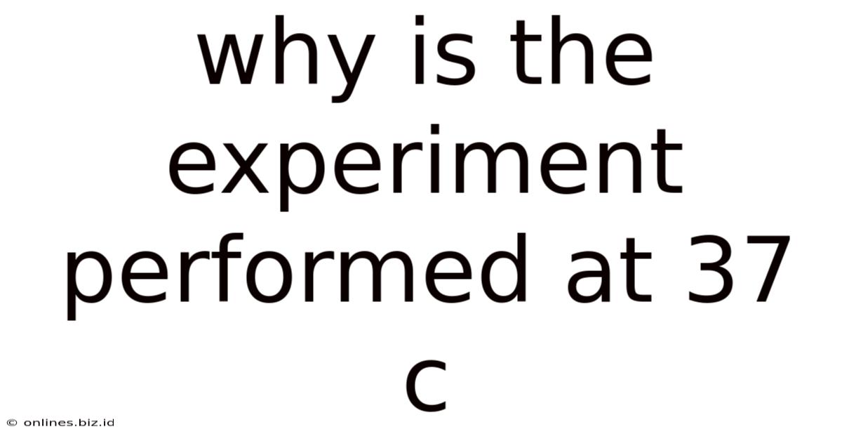 Why Is The Experiment Performed At 37 C