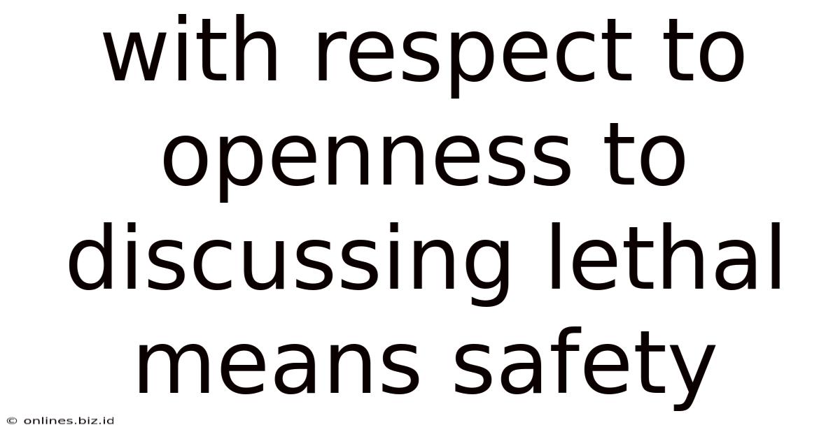 With Respect To Openness To Discussing Lethal Means Safety