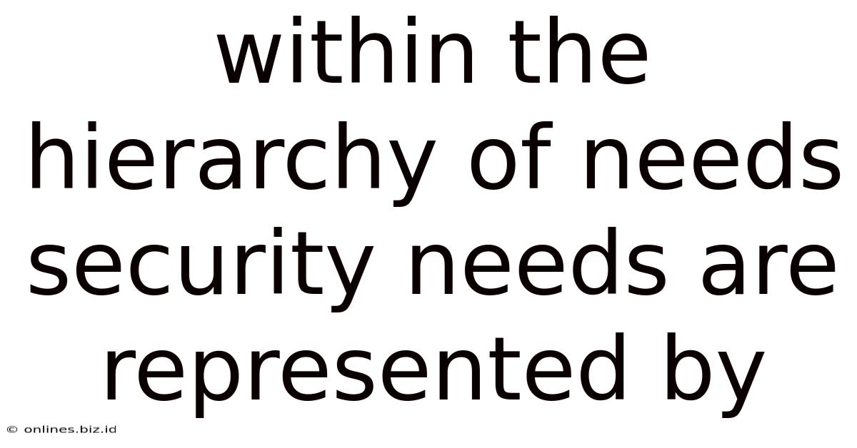 Within The Hierarchy Of Needs Security Needs Are Represented By