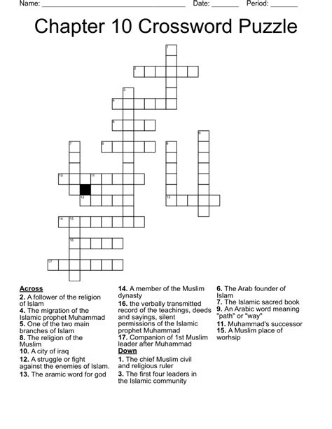 Worksheet 10-5: Chapter 10 Crossword Puzzzle